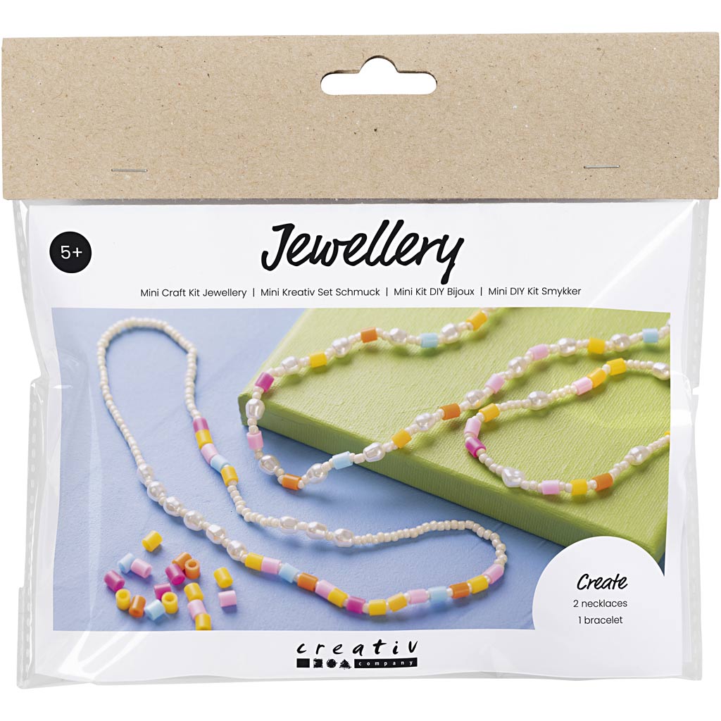 Creativ Company Mini-Hobby-Set Schmuck, Halsketten und Armband, verschiedene Farben, 1 Box