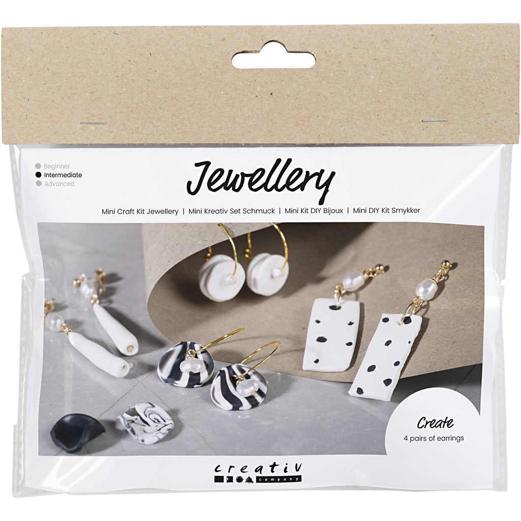 Creativ Company Mini-Hobby-Set Schmuck, Ohrringe, schwarz, weiß, 1 Box