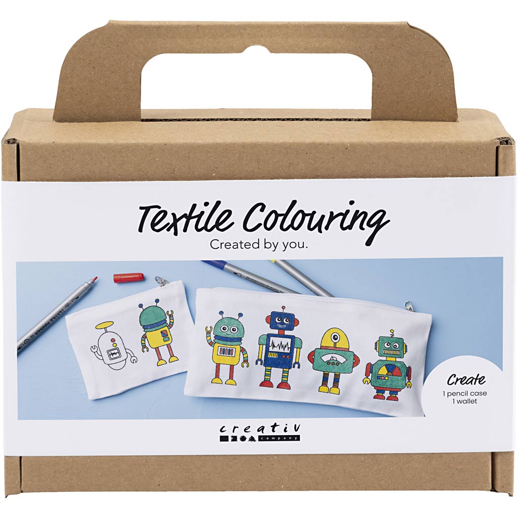 Creativ Company Mini-Hobbyset Textildekoration, Roboter, Grundfarben, 1 Box