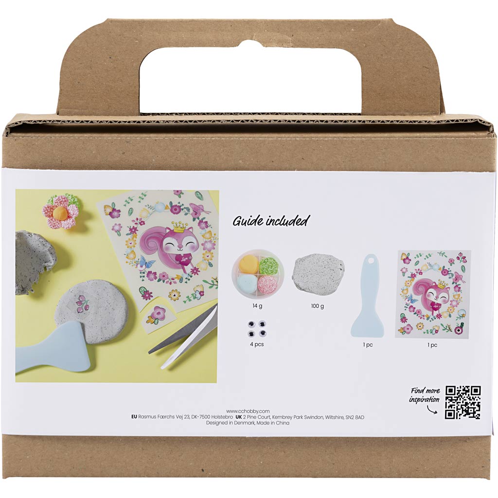 Creativ Company Mini-Hobby-Set Modellieren, Stein mit Insekt, Grau, Hellrosa, Helltürkis, 1 Box