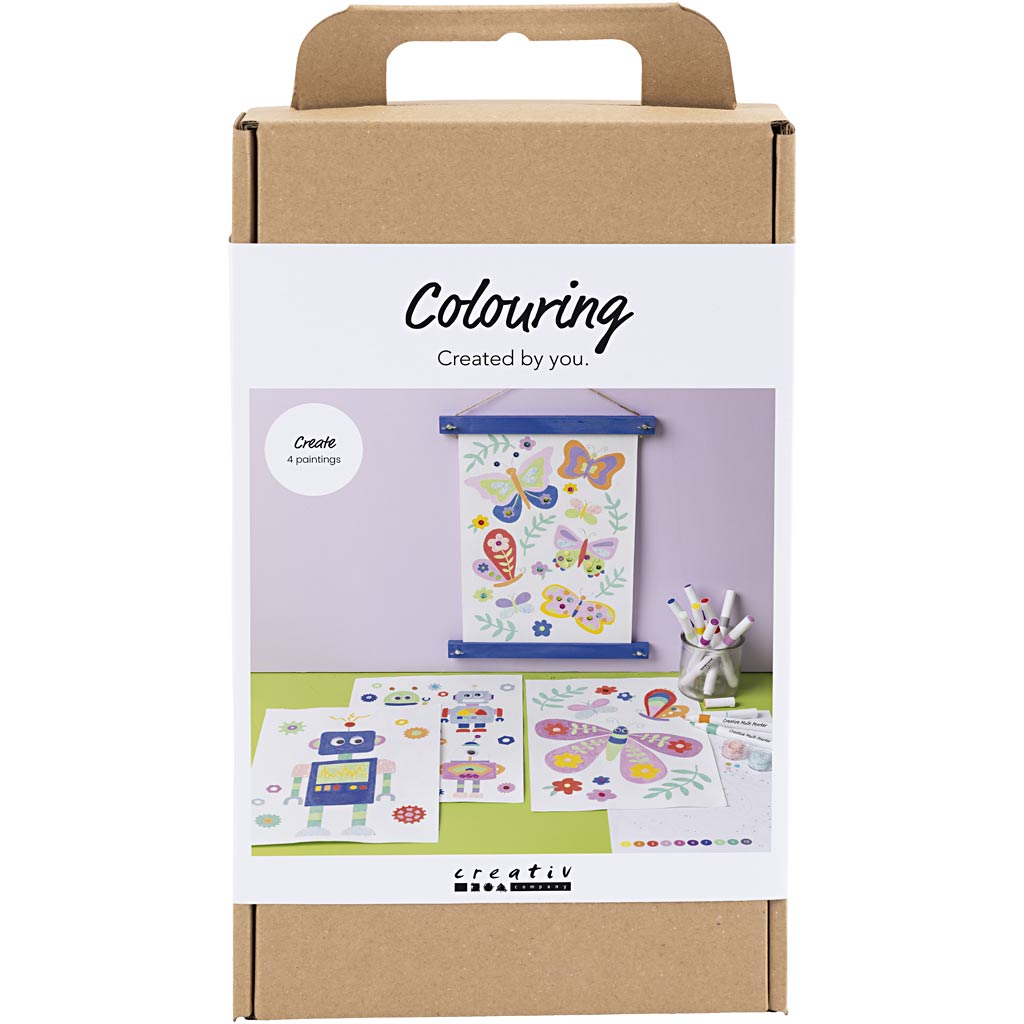 Creativ Company Hobby-Set Farben, Schmetterling und Roboter, fröhliche Farben, 1 Box