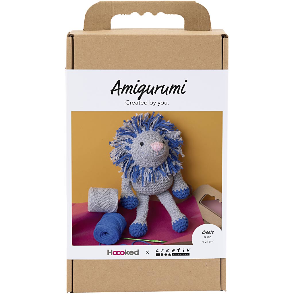Creativ Company Hobby-Set Amigurumi, Löwe, Marineblau, Hellgrau, 1 Box