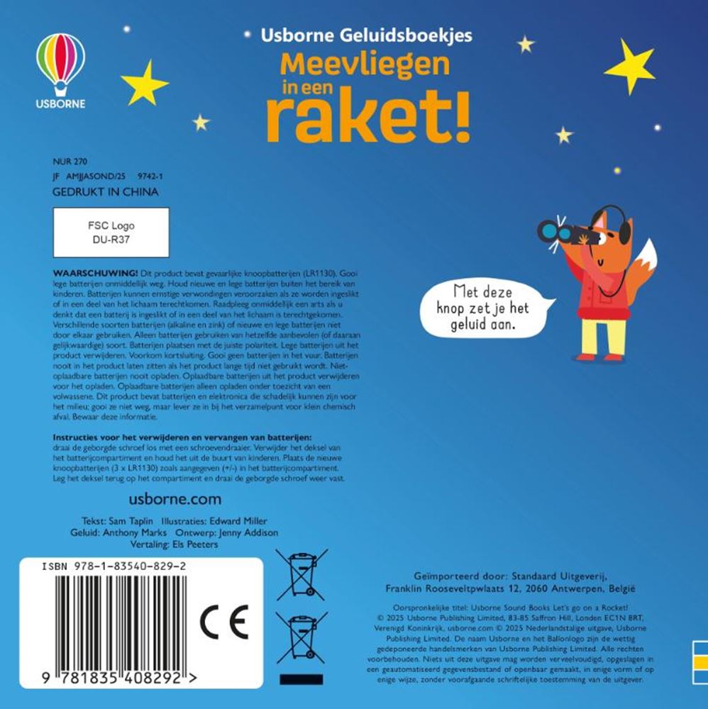Usborne fliegt in einer Rakete!