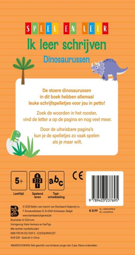 Standardverlag „Ich lerne, Dinosaurier zu schreiben“ (löschbar)