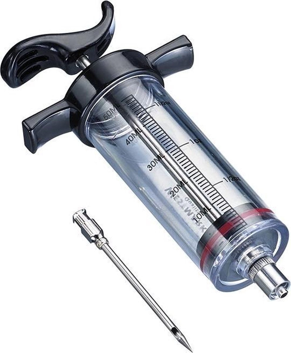 Westmark Marinadenspritze mit abnehmbarer Nadel, Länge: 22,5 cm, mit Skala bis 50 ml, Kunststoff Edelstahl, transparent schwarz, 61422280