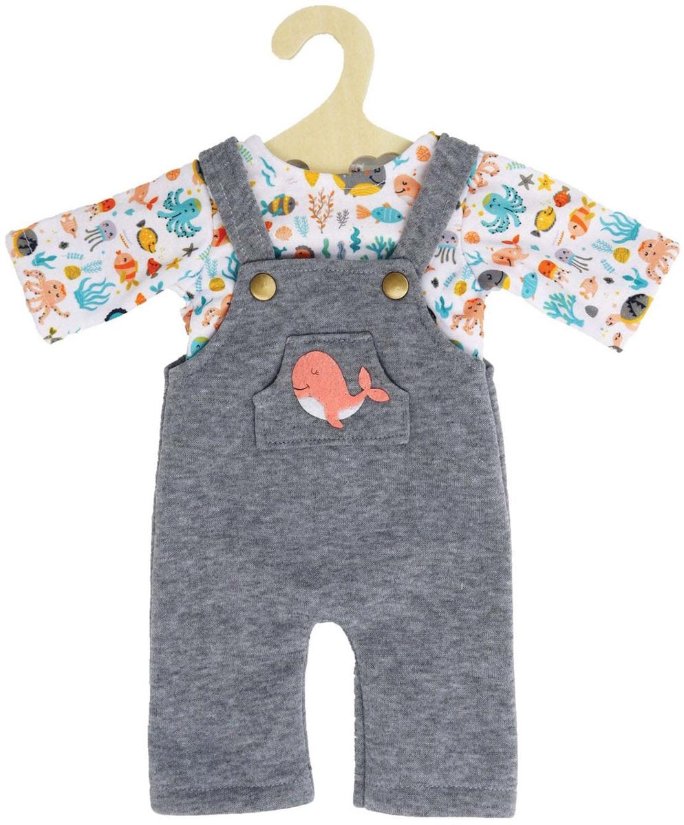 Heless Puppenlatzhose mit Wal-T-Shirt, 28-35 cm