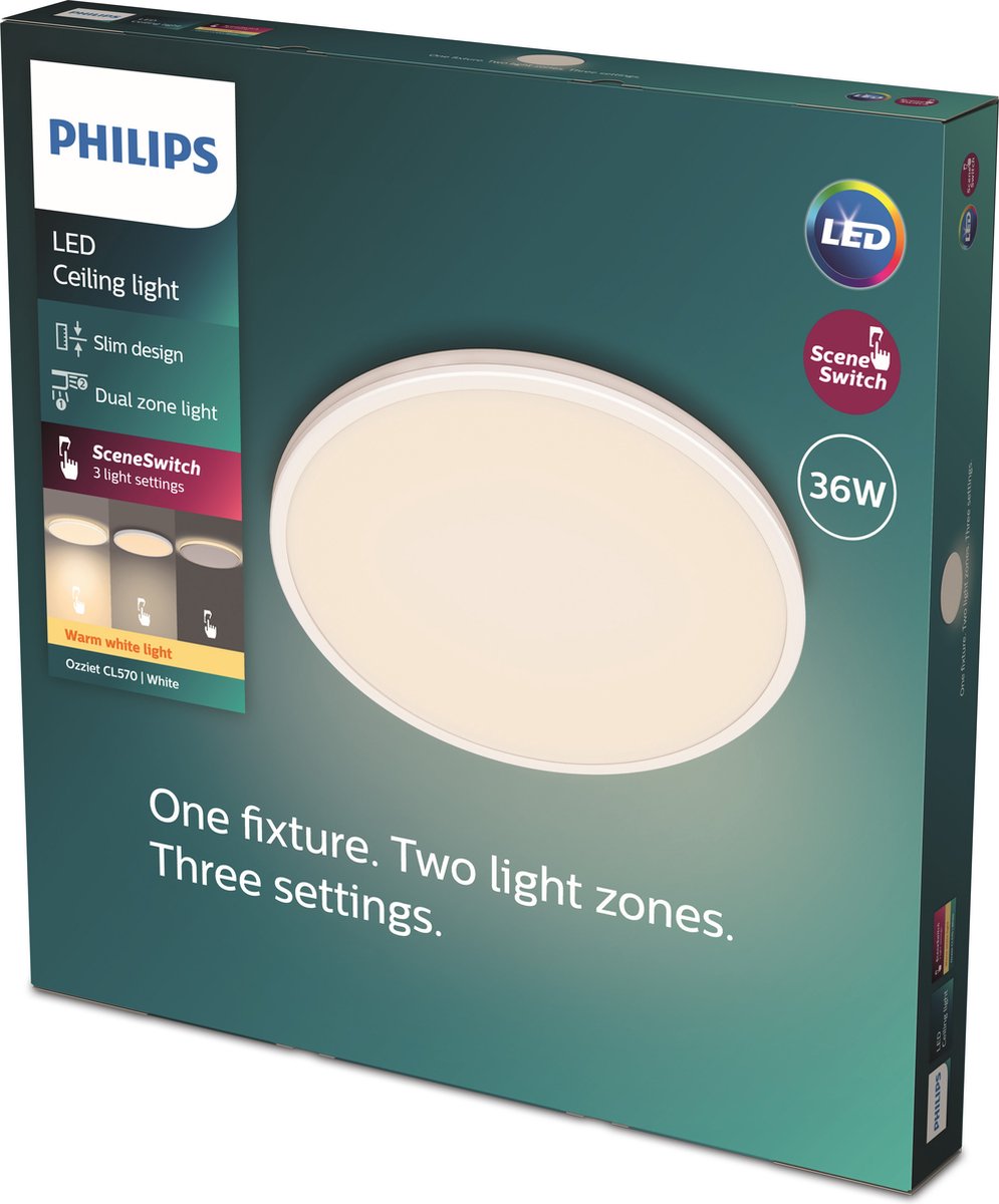 Philips led philips ozziet plafondlamp - rond - wit - 36w 27k