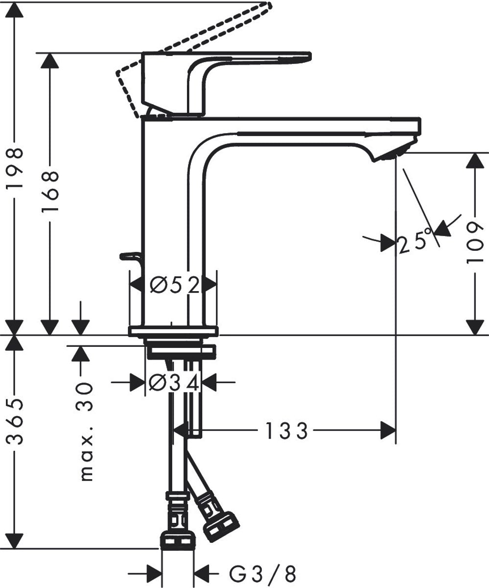 Hansgrohe rebris e – Waschtischarmatur – Einhebelbedienung – Kaltstart energiesparend – mit Ablaufgarnitur – Größe 110 mm – Chrom