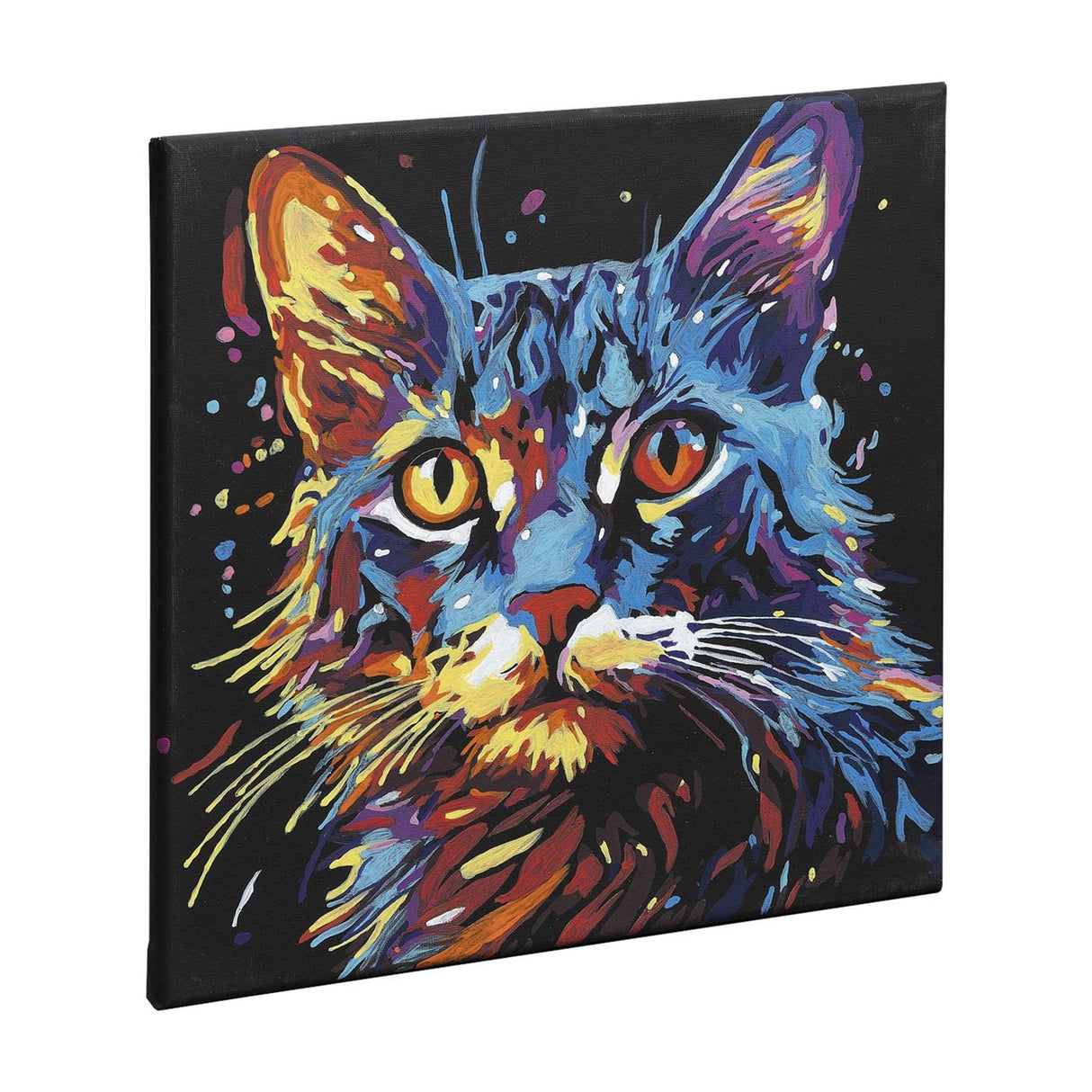 Kreative Bastelgruppe Malen nach Zahlen, schwarze Leinwandkatze, 30 x 30 cm