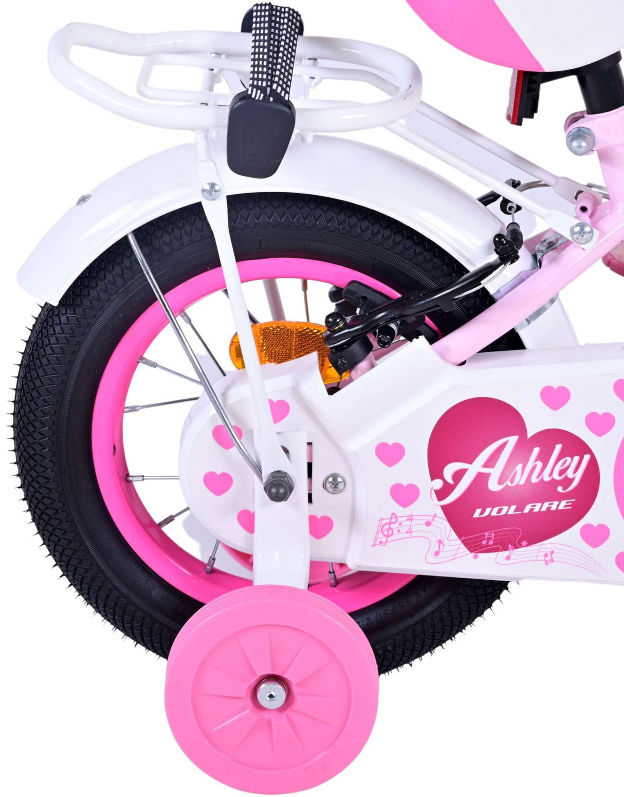 Volare Ashley Kinderfahrrad Mädchen 12 Zoll Pink Zwei Handbremsen