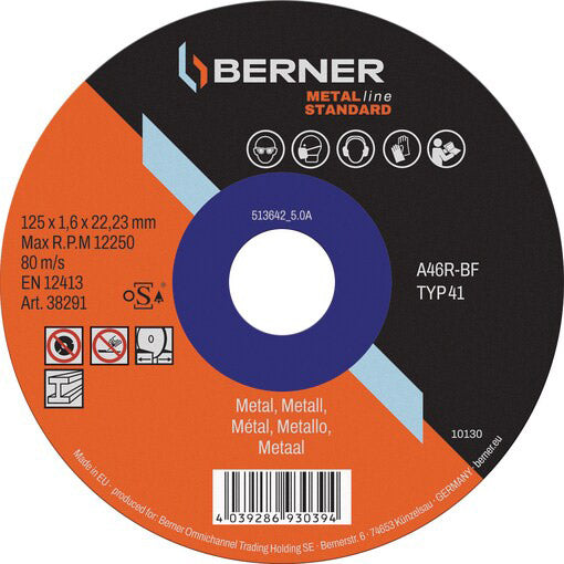 Cema Berner -Schlupfverriegelung Metalline Standard Plat 125x1.0x22.23 mm