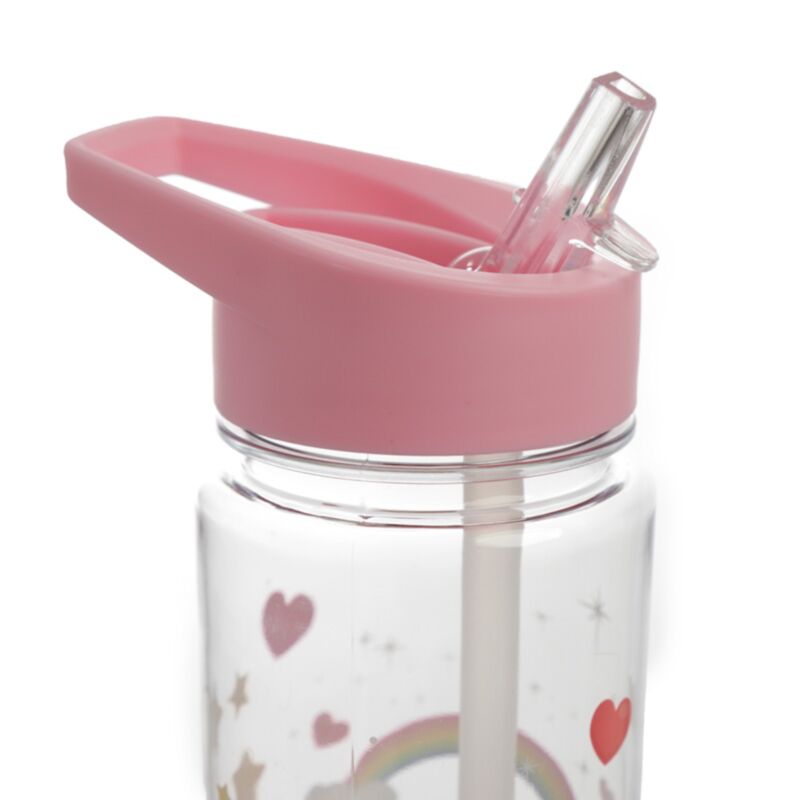 Regenbogen-Einhorn-Tritan-Flip-Stroh-Wasserflasche, 550 ml