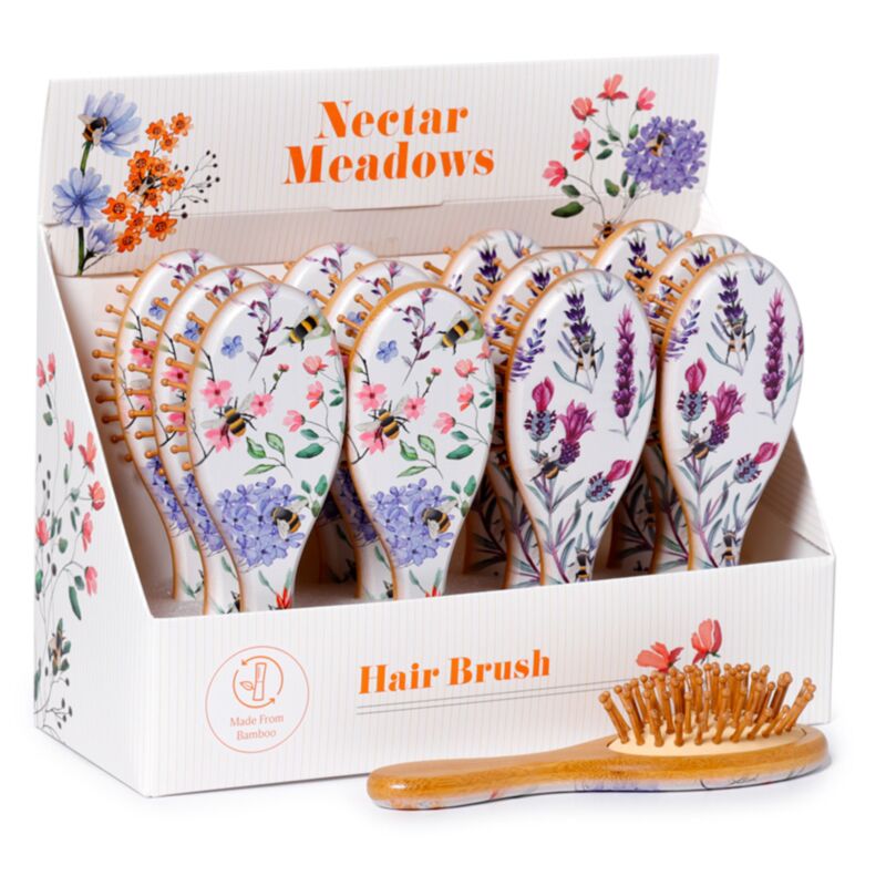 Nectar Meadows florale Haarbürste aus 100 % Bambus