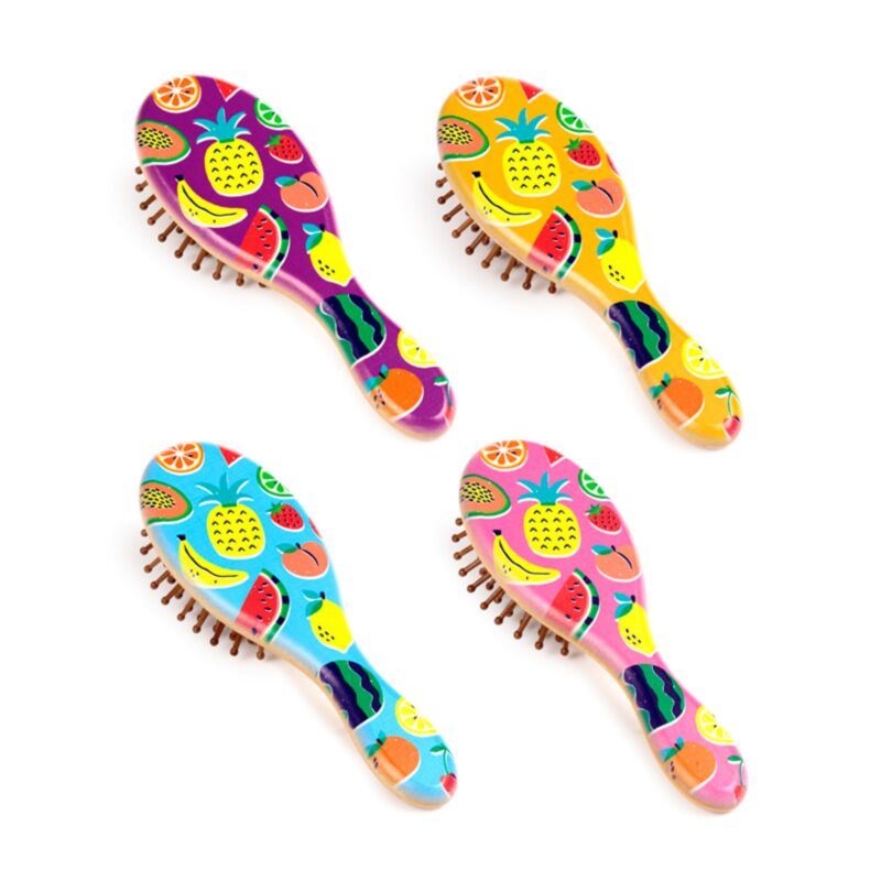 Haarbürste aus Bambus mit Sommerfrüchten