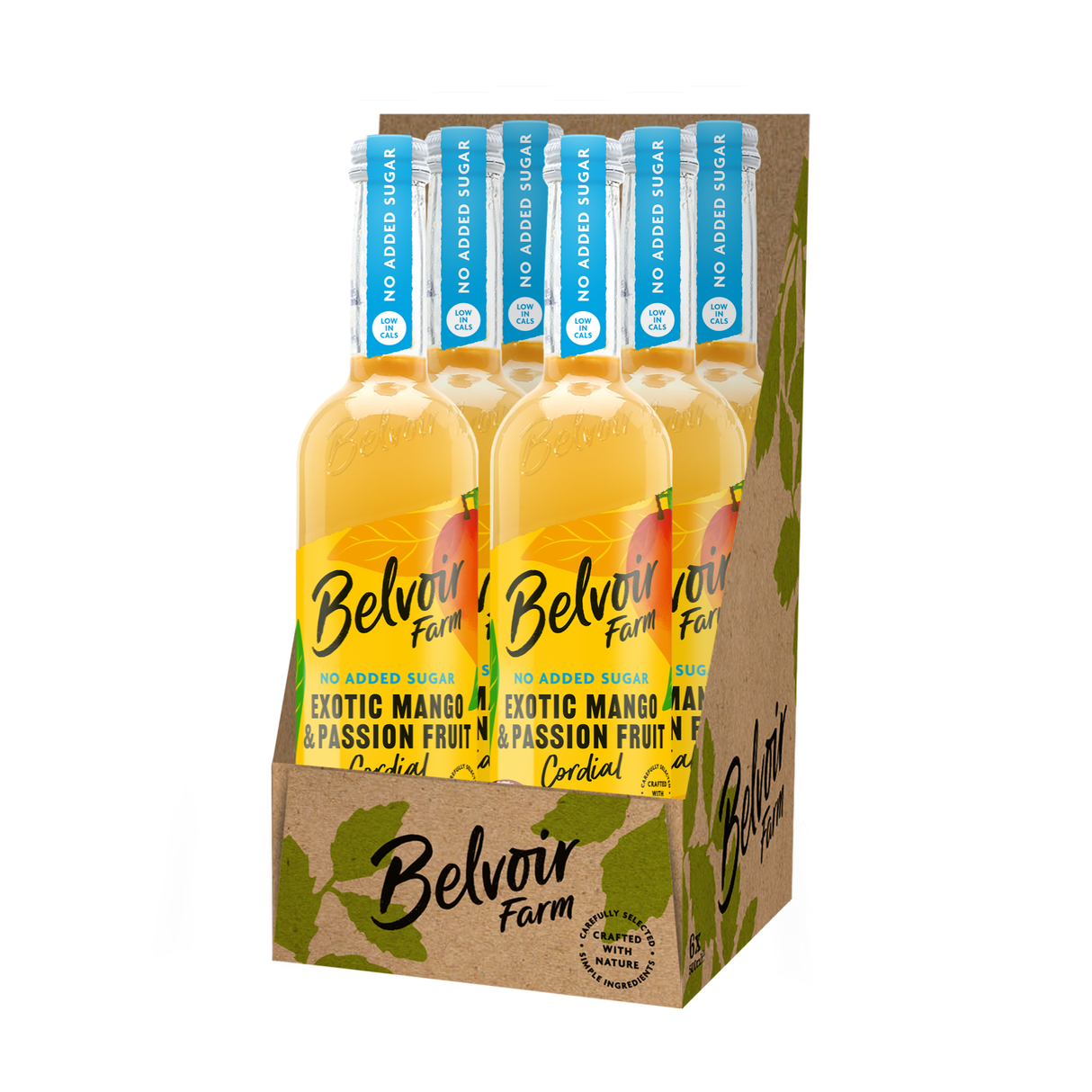 Belvoir ohne Zuckerzusatz Mango amp; Passionsfruchtlikörflasche (6x 500ml)