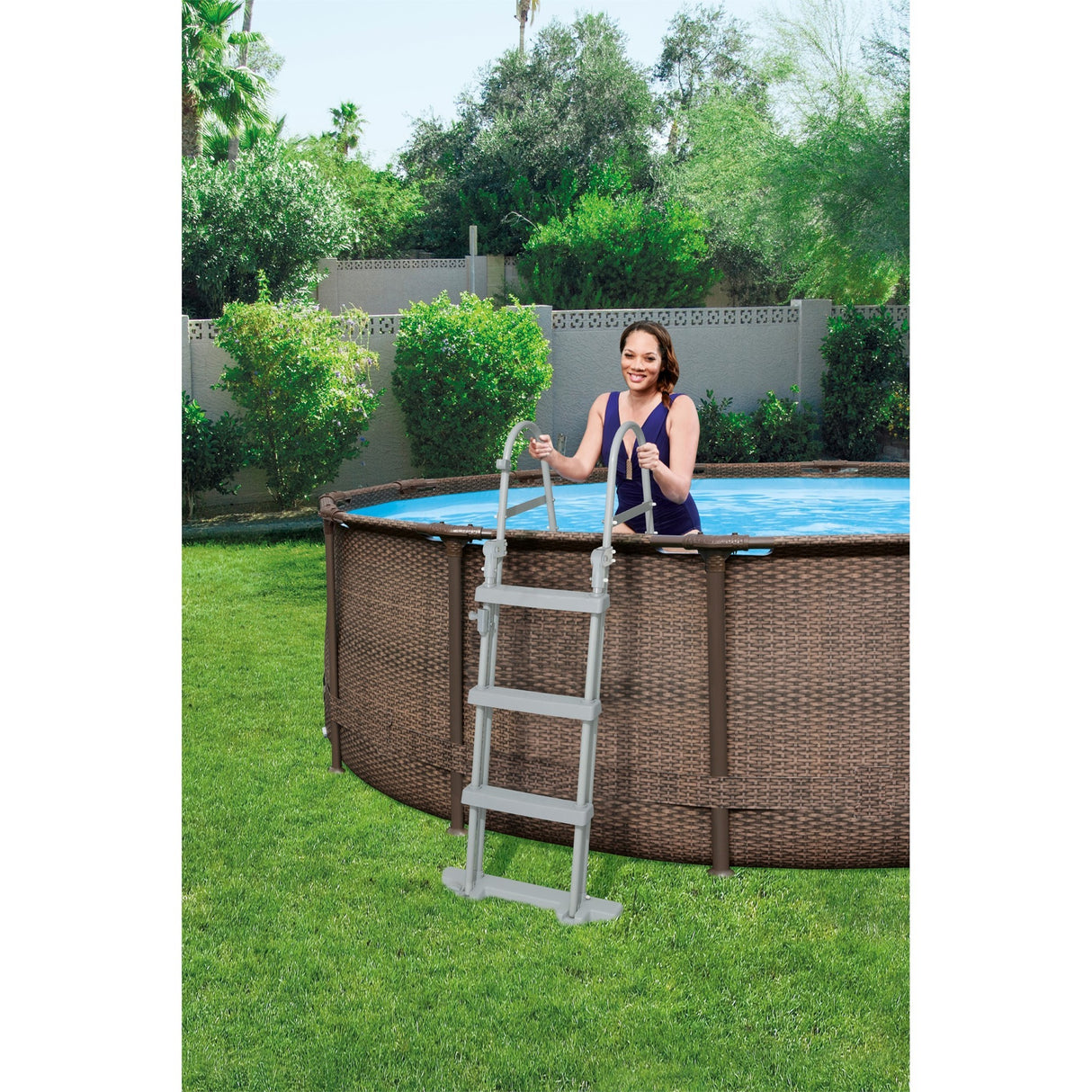 Bestway Swimming Pool Stahl Pro Max Set um Rattan 366