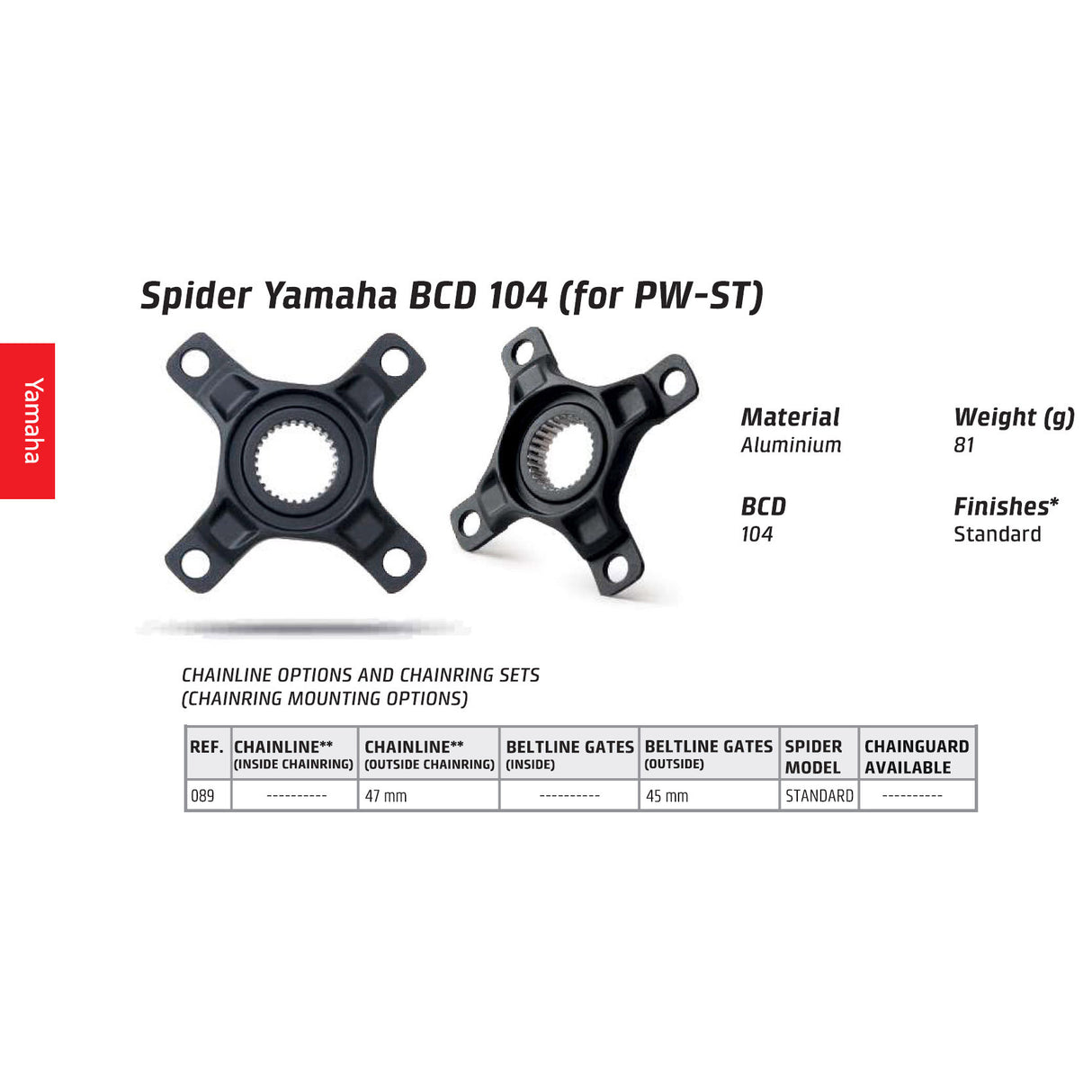 Miranda Yamaha Spider 4-Arm, BCD104 PW-Motor, Aluminium, schwarz