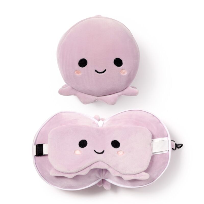 Relaxeazzz Plüsch-Oktopus-Runde Reisekissen-Schlafmaske