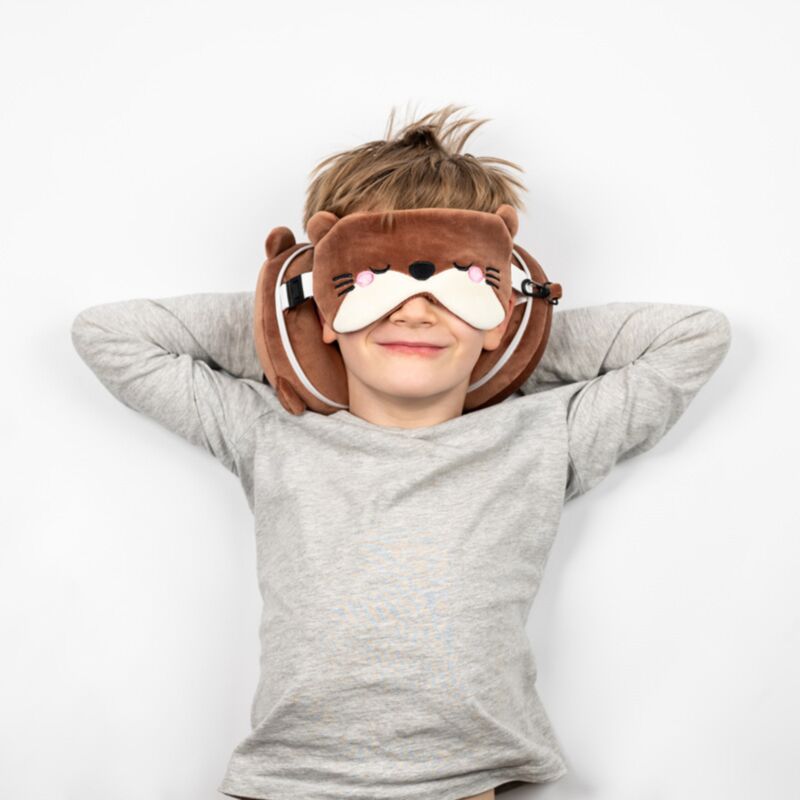 Relaxeazzz adoramals Henry der Otter runde Reisekissen-Schlafmaske
