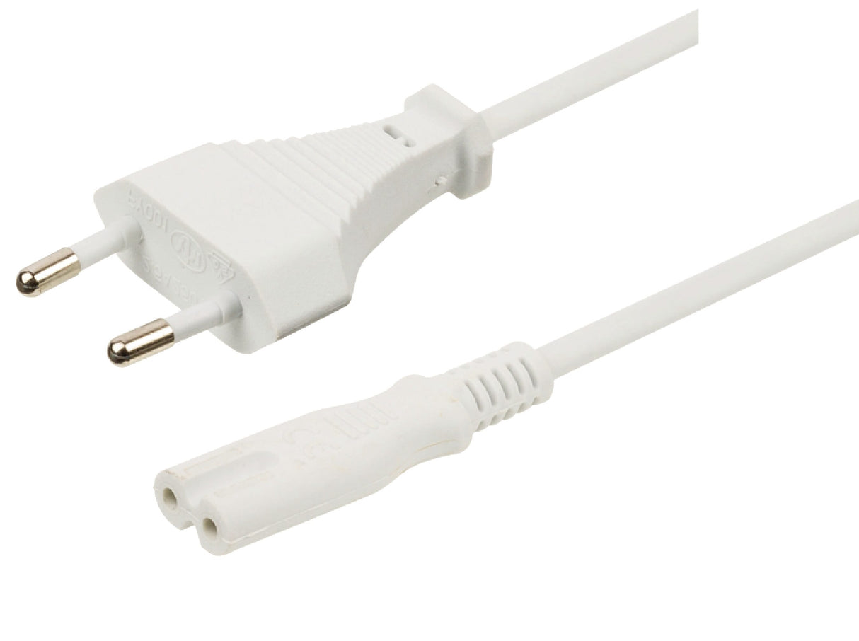 Huismerk Euro zu IEC320 -c7 Stromkabel 3 Meter - Weiß