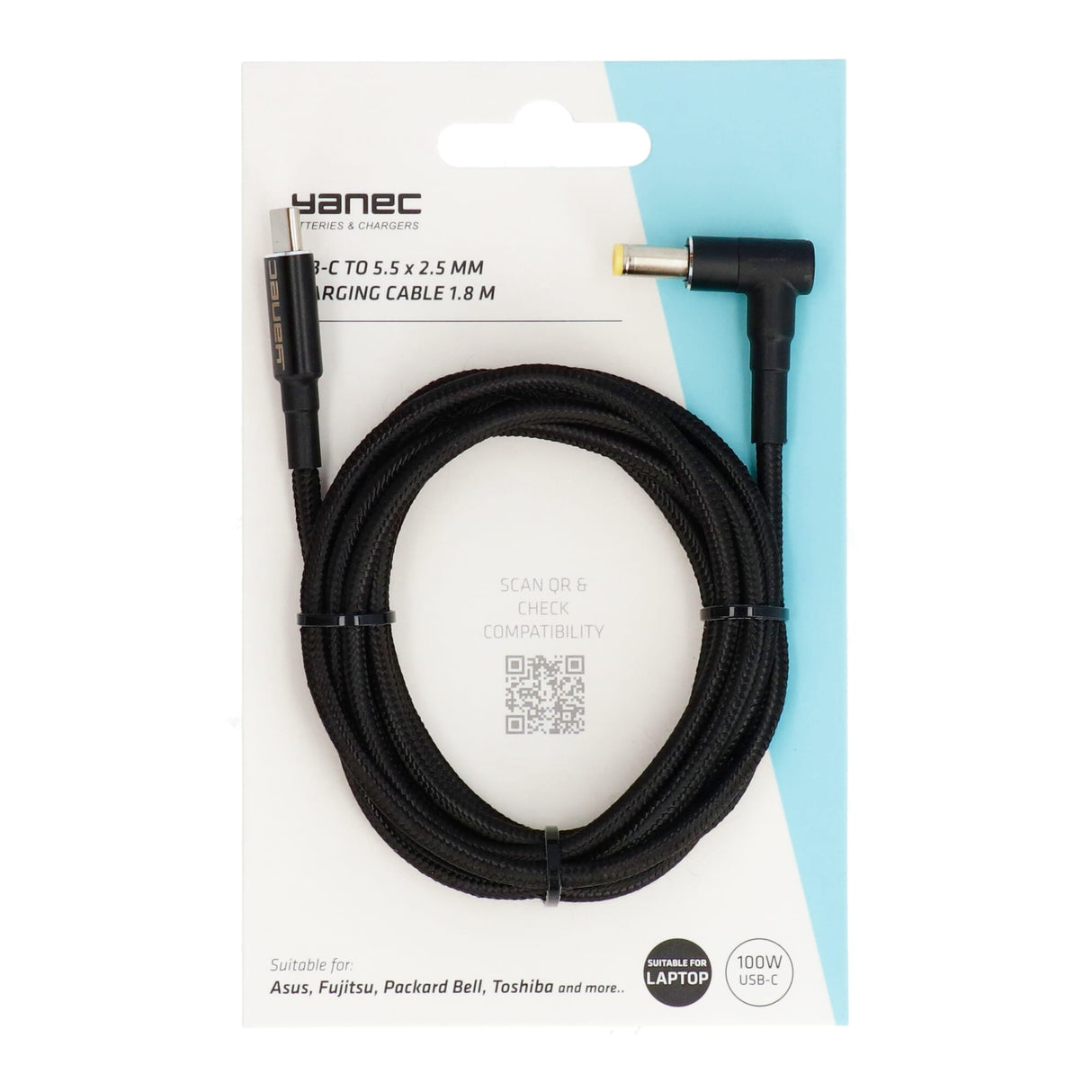 Yanec USB-C auf 5,5 x 2,5 mm Ladekabel 1,8 m