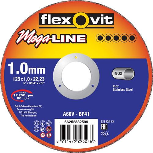 Flexovit dss mega-line 180x1,6x22,23 a36v t41 edelstahl | 25 Stück