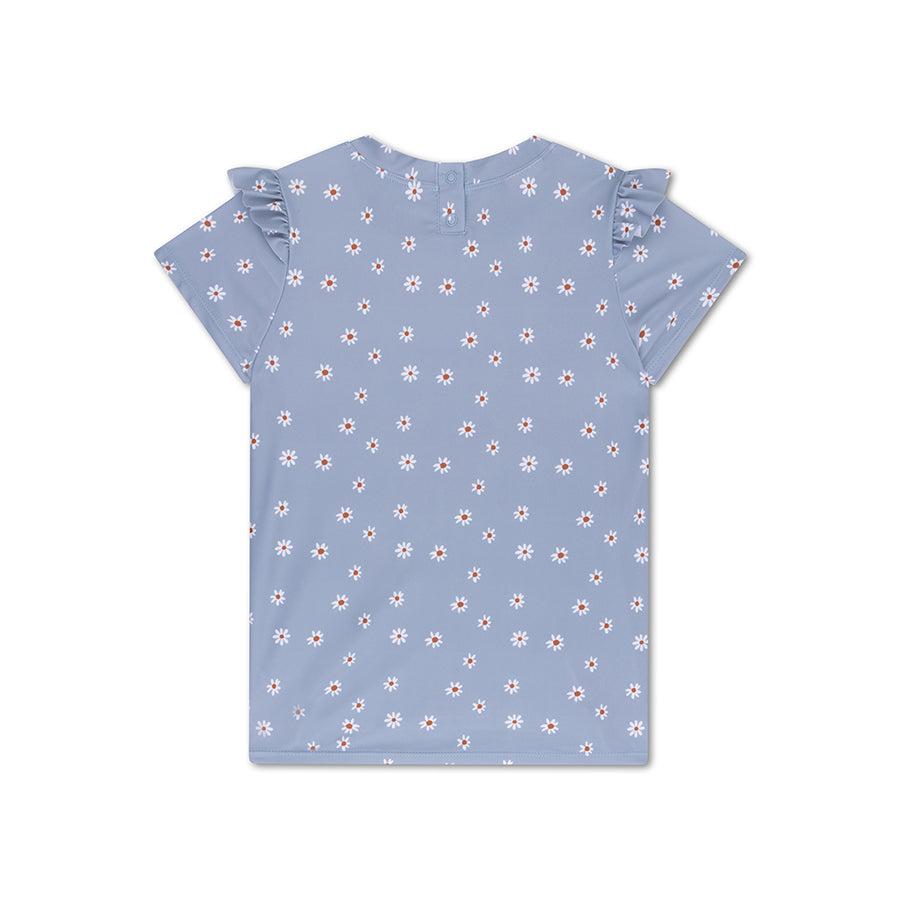 Gänseblümchenblume | blaues UV-Badeshirt mit kurzen Ärmeln