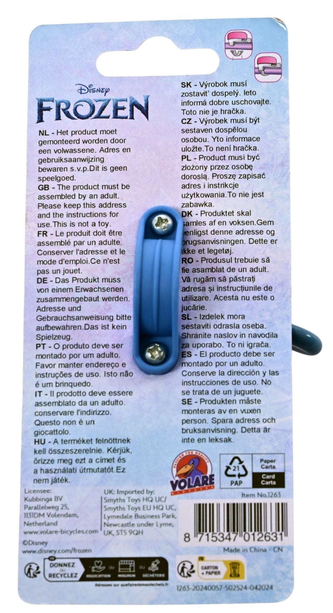 Volare Disney Frozen 2 Fahrradklingel – Mädchen – Blau Lila