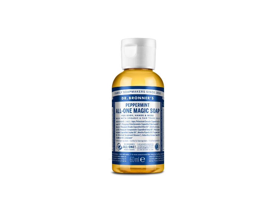 Dr. Bronner's Flüssigseife – reines Kastilien – Pfefferminze – 60 ml