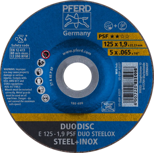 PFERD Kombischeibe 125-1,9 Edelstahl Duo