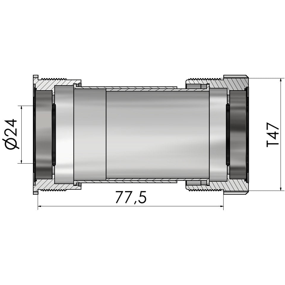 Elvedes Tretlagergewinde passend für T47A (Cervélo) für 24-mm-Shimano