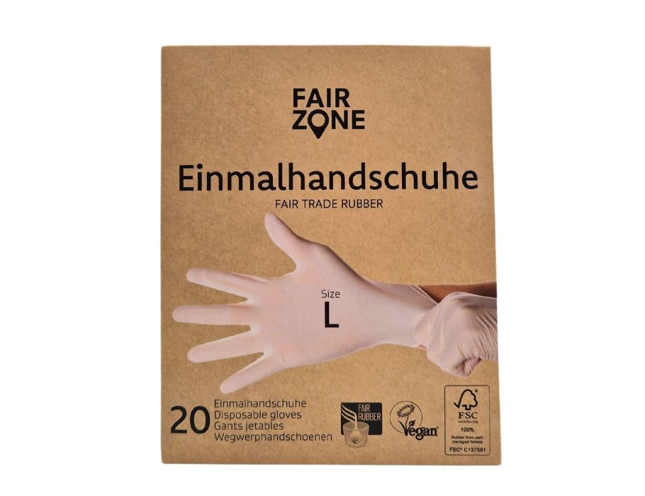 Fairzone Latex-Einweghandschuhe - Größe L - 20 Stk
