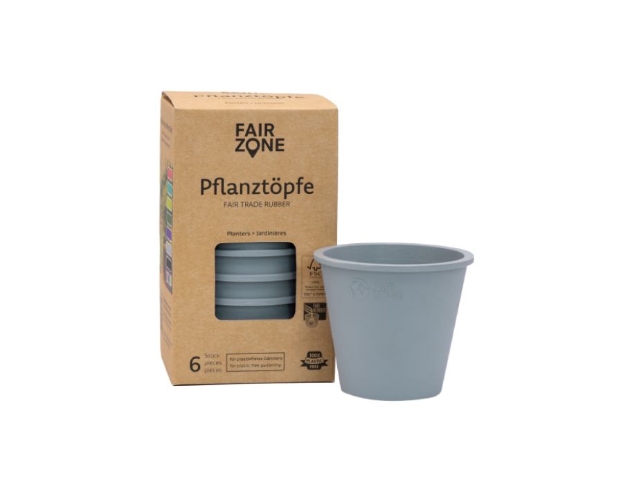 Fairzone Blumentöpfe - Gummi - Grau - 6 Stück