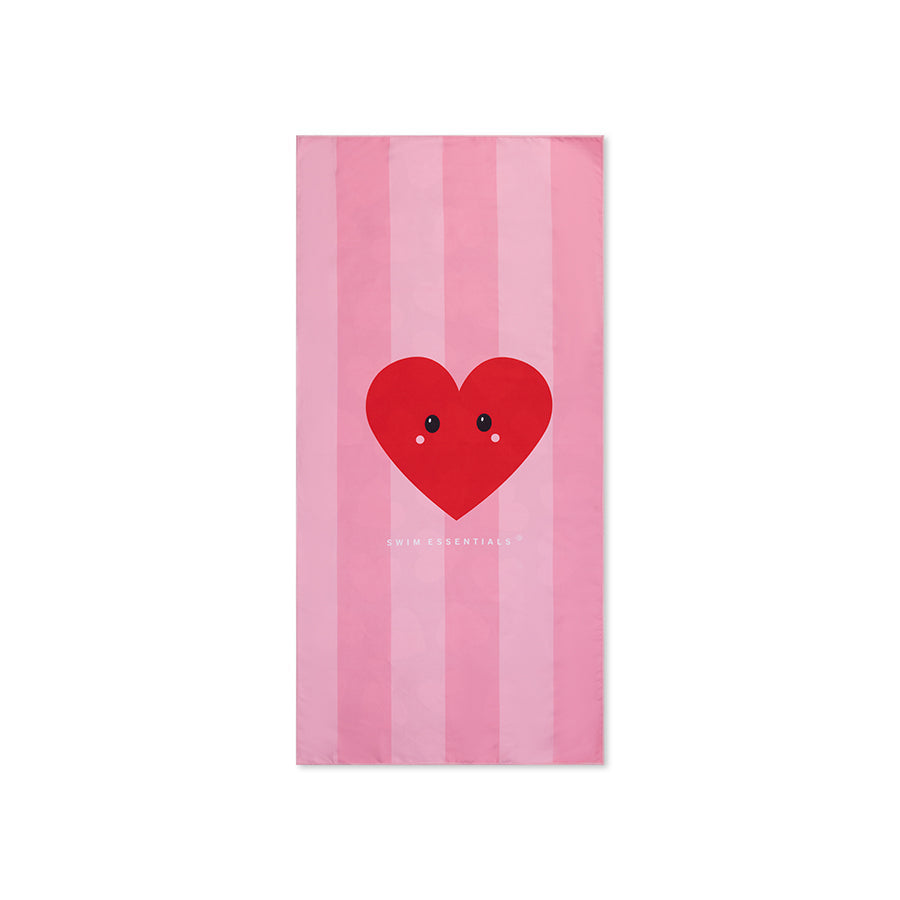 Herzen | rotes Mikrofaserhandtuch 135 x 65 cm