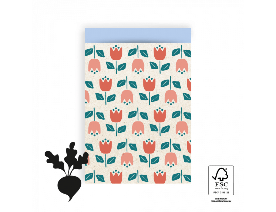House of Products Geschenktüten – Tulpen – Himmelblau – 17 x 25 cm – 200 Stück