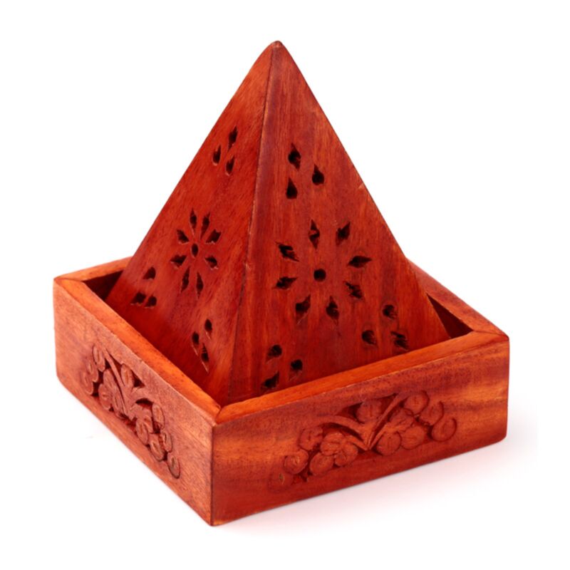 Pyramiden-Räucherstäbchenhalter aus Mangoholz, Kegel, Blumenformteile