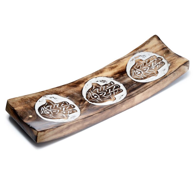 Hamsa-Räucherstäbchenhalter aus Mangoholz