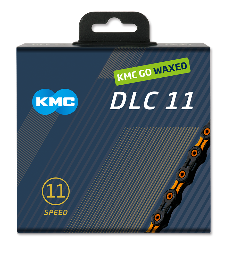 Kmc Kette DLC 11 118l Box gewachst 11-fach schwarz orange