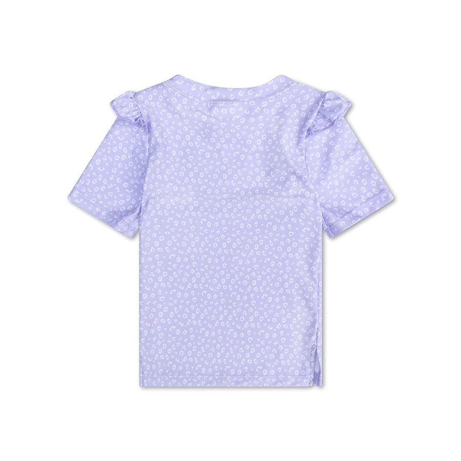 Leopard | Lila UV-Badeshirt mit kurzen Ärmeln
