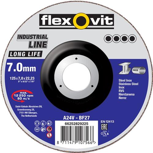 Flexovit ABS Industrie 125x4x22,23 A24V T27 Edelstahl | 20 Stück