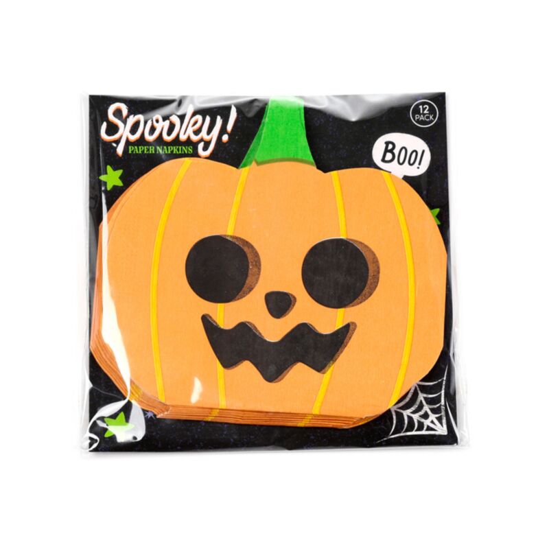 Halloween-Kürbis-Packung mit 12 3-lagigen Partyservietten aus Papier