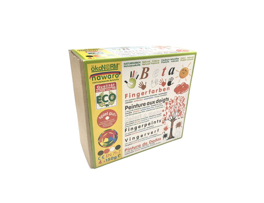 Ökonorm Fingerfarbe - 4 Farben Set B - Orange, Braun, Weiß, Schwarz (Herbst)