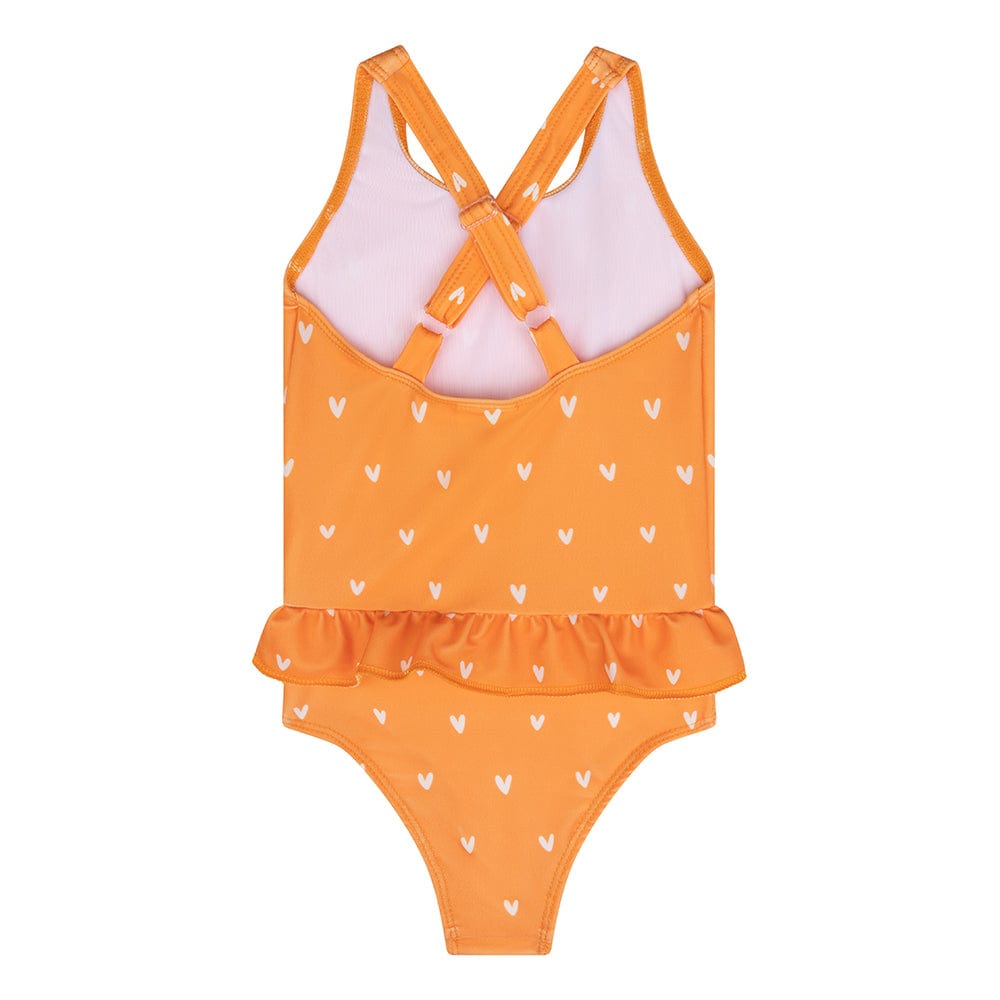 Orangenkuss | Orangefarbener UV-Badeanzug für Mädchen