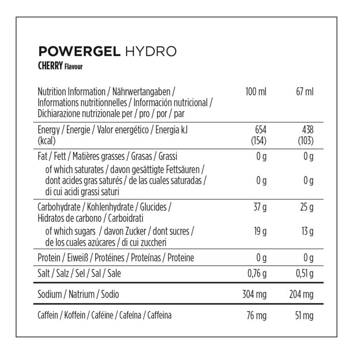 Powerbar Powergel Hydro (24 x 67 ml) – Kirsche (Koffein)