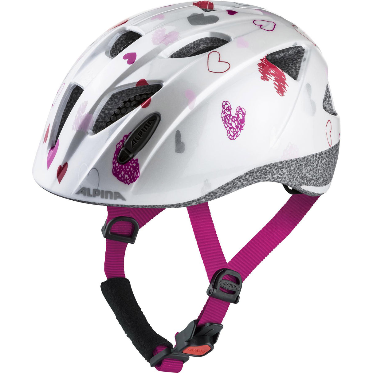 Alpina Sports Kinderhelm Ximo White Hearts 45-49 Glanz