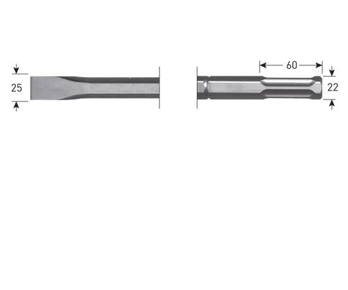 Rotec flat chisel 25x360mm 6k-22mm for Hilti te-s
