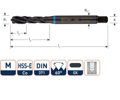Rotec Maschinenhahn DIN371 M3 Edelstahl blind