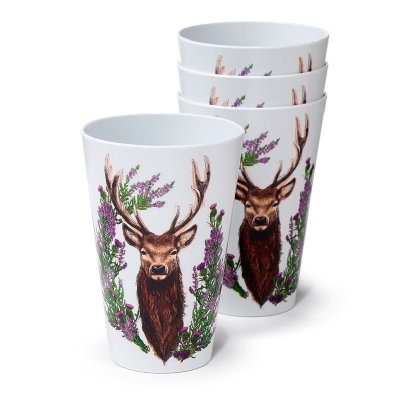 Wild Deer Set mit 4 nachhaltigen Rpet-Picknickbechern 450 ml