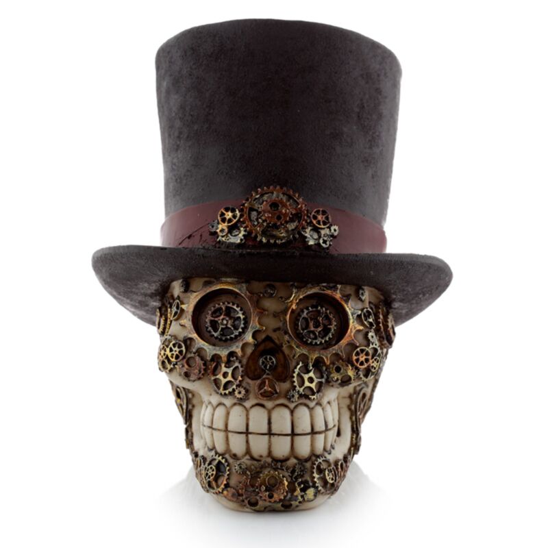 Wohnaccessoire im Steam-Punk-Stil mit Totenkopf und Zylinder