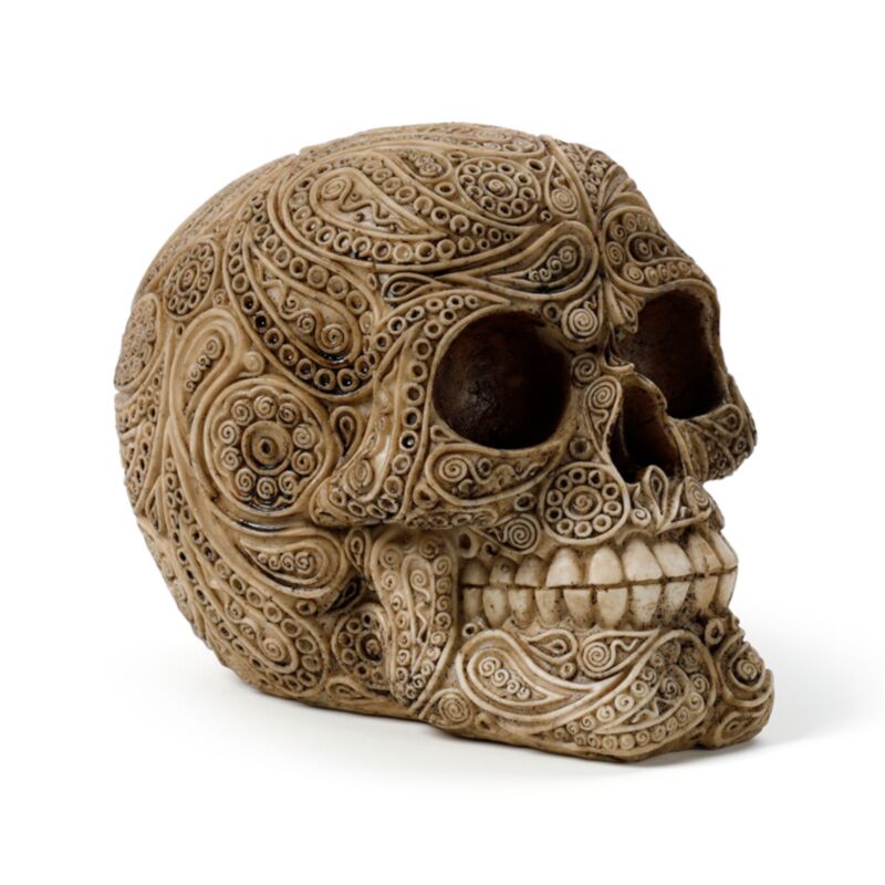 Detailliertes Damast-Totenkopf-Wohnaccessoire